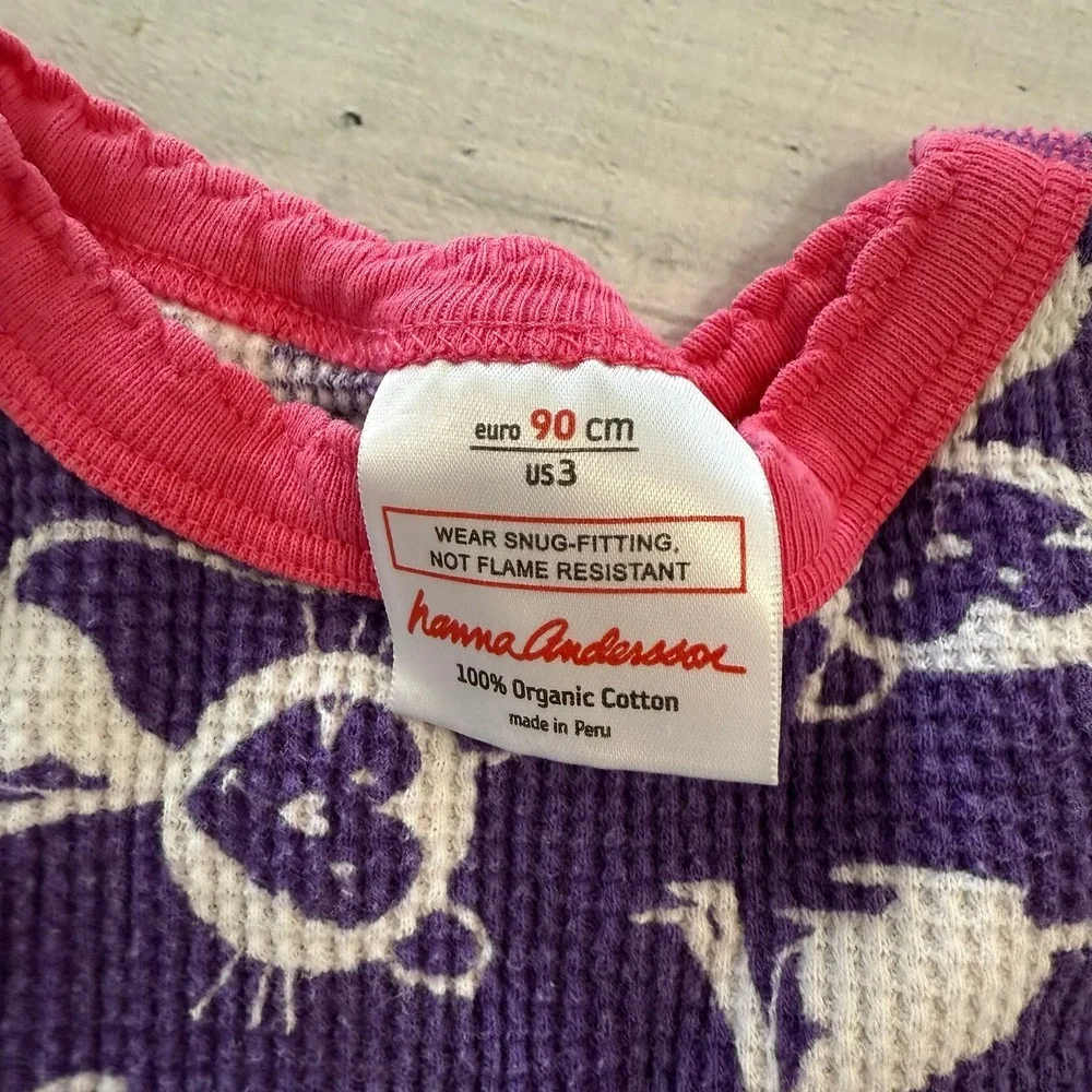 Hanna‎ Andersson purple ribbed cat pajamas 90/3